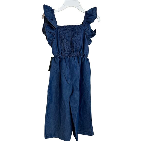 Vince Camuto NWT Girls Toddler 4T Denim Pant Jumper Sleeveless Overall Smock - Picture 2 of 7